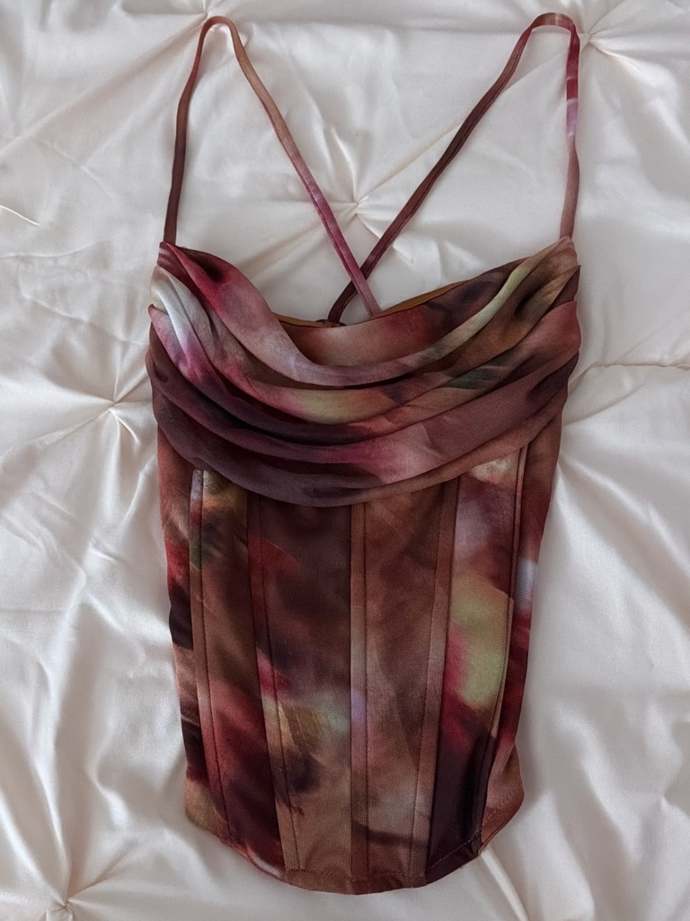 Windsor Multicolor Cowl Neck Corset Top